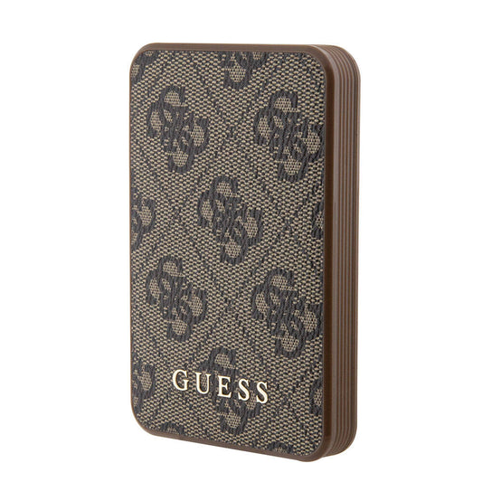 Guess Orjinal Lisanslı PU Deri 4G Desenli Metal Yazı Logolu Powerbank 5000mAh Siyah