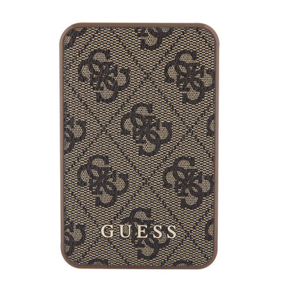 Guess Orjinal Lisanslı PU Deri 4G Desenli Metal Yazı Logolu Powerbank 5000mAh Kahverengi