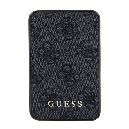 Guess Orjinal Lisanslı PU Deri 4G Desenli Metal Yazı Logolu Powerbank 5000mAh Siyah