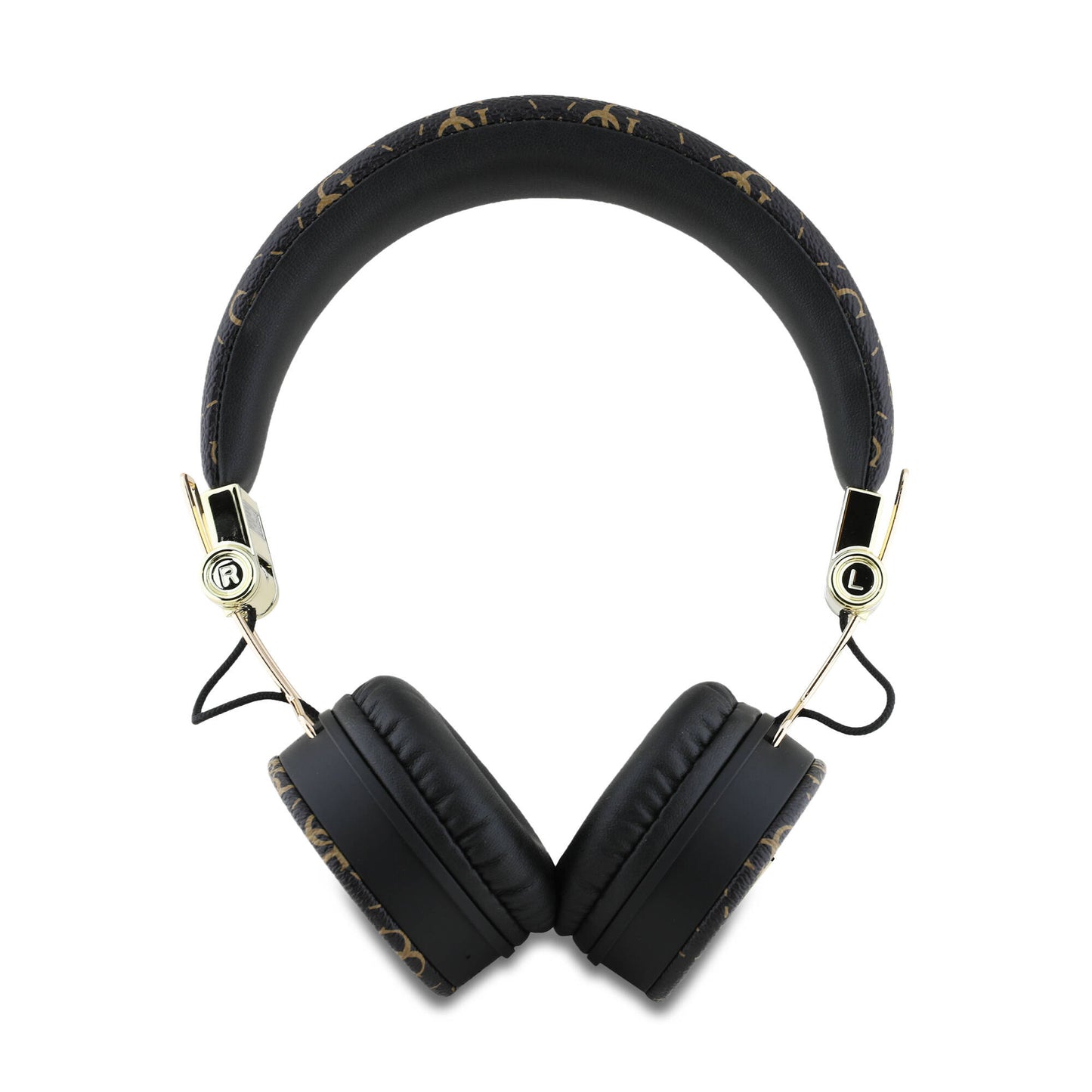 Guess Orjinal Lisanslı PU Desenli Metal Üçgen Logolu Kulak Üstü Bluetooth Kulaklık Siyah