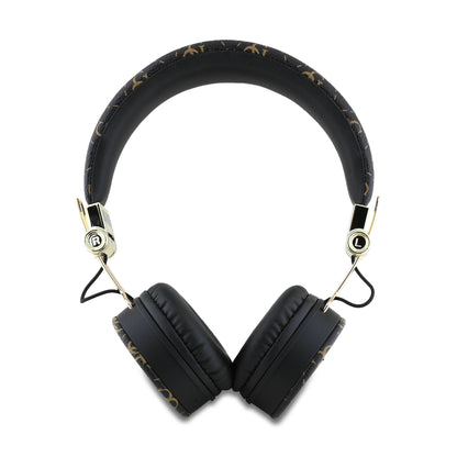 Guess Orjinal Lisanslı PU Desenli Metal Üçgen Logolu Kulak Üstü Bluetooth Kulaklık Siyah