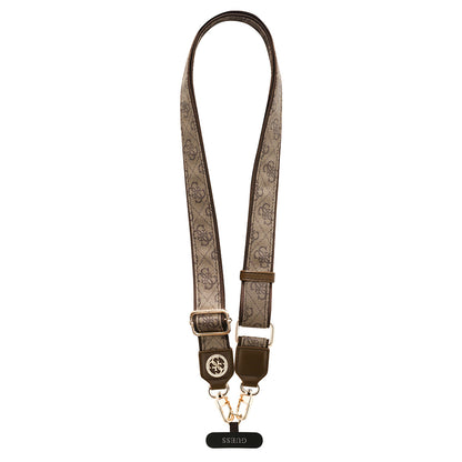 Guess Orjinal Lisanslı Taşlı 4G Metal Logolu Çapraz Vücut Telefon Askı Kayışı 150cm Pembe