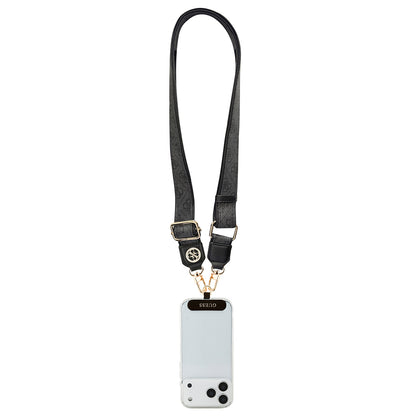 Guess Orjinal Lisanslı Taşlı 4G Metal Logolu Çapraz Vücut Telefon Askı Kayışı 150cm Kahverengi