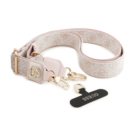 Guess Orjinal Lisanslı Taşlı 4G Metal Logolu Çapraz Vücut Telefon Askı Kayışı 150cm Kahverengi