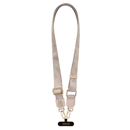 Guess Orjinal Lisanslı Taşlı 4G Metal Logolu Çapraz Vücut Telefon Askı Kayışı 150cm Pembe