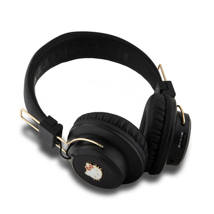 Hello Kitty Orjinal Lisanslı Ayarlanabilir Metal Kitty Logolu Yuvarlak Bluetooth 5.3 Kulaklık Siyah