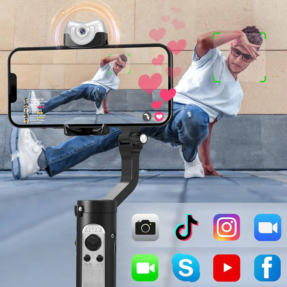 Hohem iSteady VS2 3 Eksenli El Tipi AI Yapay Zeka Görüş Sensörlü Gimbal Stabilizatör Siyah