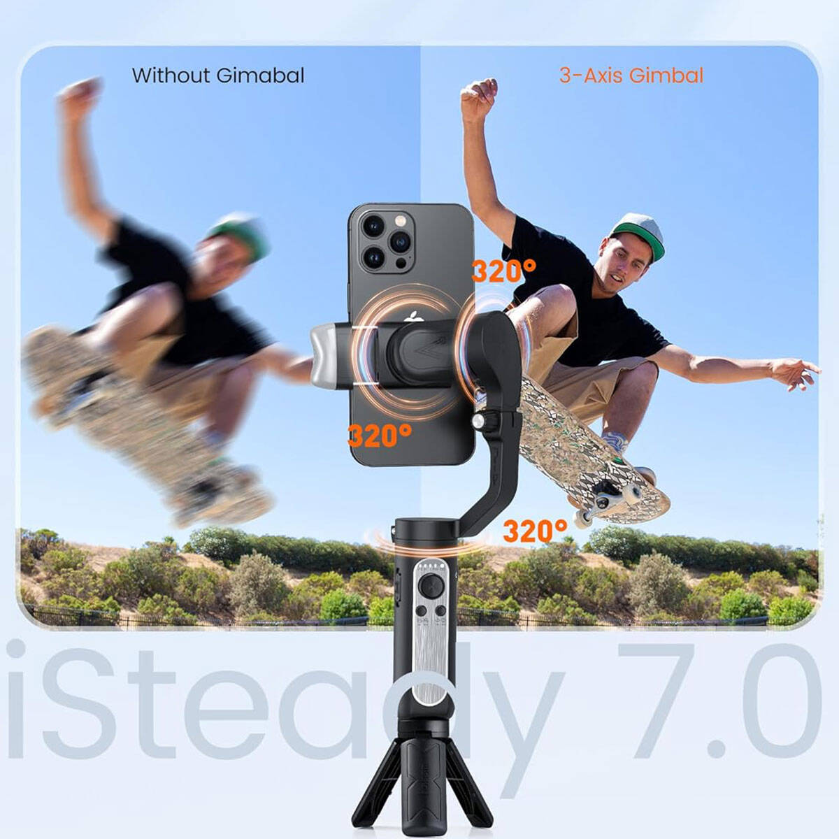 Hohem iSteady VS2 3 Eksenli El Tipi AI Yapay Zeka Görüş Sensörlü Gimbal Stabilizatör Siyah