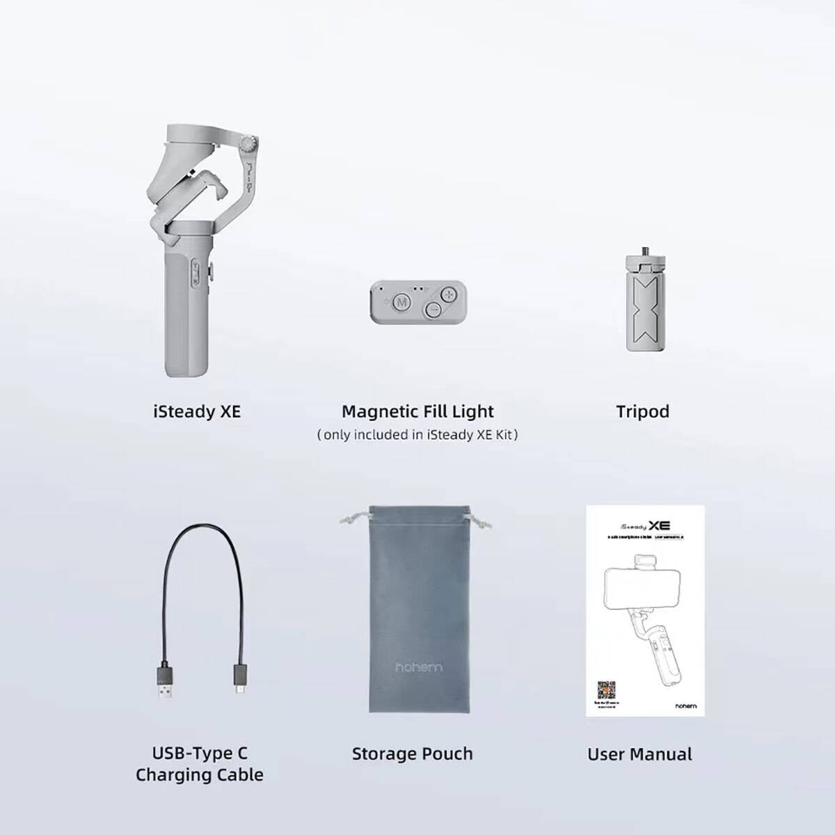 Hohem iSteady XE 3 Eksenli El Tipi Led Işıklandırma Aparatlı Gimbal Stabilizatör Gri