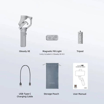 Hohem iSteady XE 3 Eksenli El Tipi Led Işıklandırma Aparatlı Gimbal Stabilizatör Gri