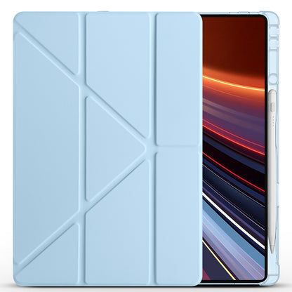 Honor MagicPad 2 Kılıf Zore Tri Folding Kalem Bölmeli Standlı Kılıf Lila