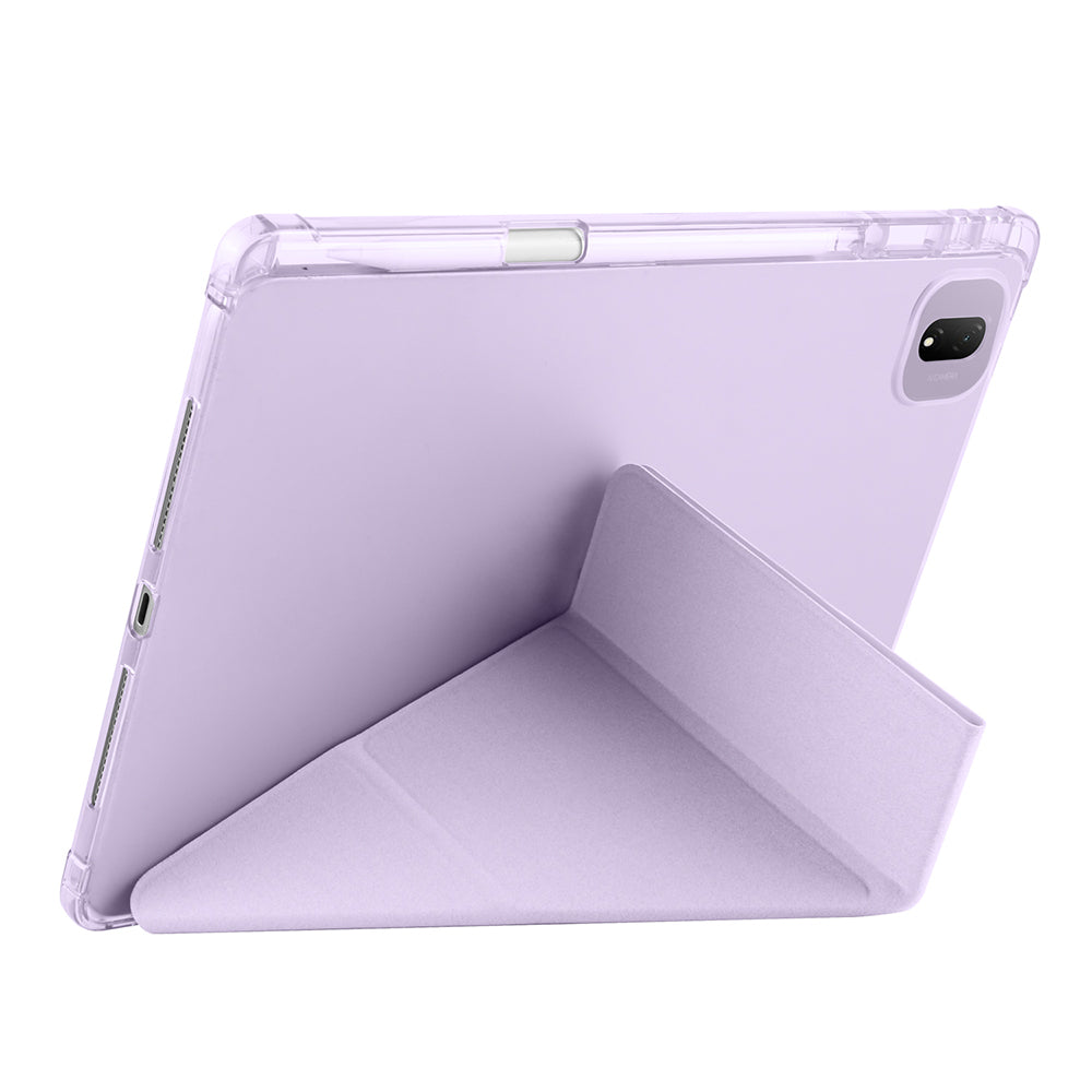 Honor MagicPad 2 Kılıf Zore Tri Folding Kalem Bölmeli Standlı Kılıf Lila