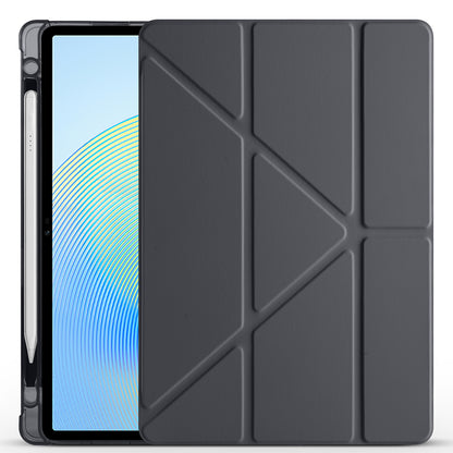 Honor Pad X8A Kılıf Zore Tri Folding Kalem Bölmeli Standlı Kılıf Siyah