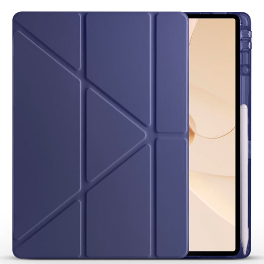Huawei Matepad 12X Kılıf Zore Tri Folding Kalem Bölmeli Standlı Kılıf Lacivert