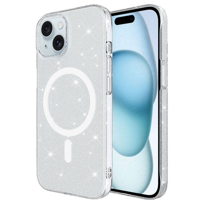 iPhone 14 Plus Kılıf Zore M-safe Şarj Özellikli Simli Şeffaf Arka Yüzey Erdos Silikon Kapak