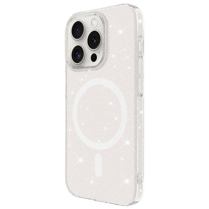 iPhone 15 Pro Max Kılıf Zore M-safe Şarj Özellikli Simli Şeffaf Arka Yüzey Erdos Silikon Kapak