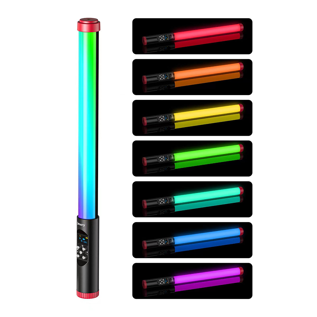 Jmary FM-128RGB OLED Ekran Göstergeli RGB Led Işıklı Su Geçirmez Aydınlatma Çubuğu Siyah