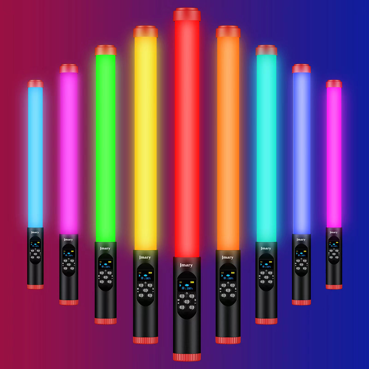 Jmary FM-128RGB OLED Ekran Göstergeli RGB Led Işıklı Su Geçirmez Aydınlatma Çubuğu Siyah