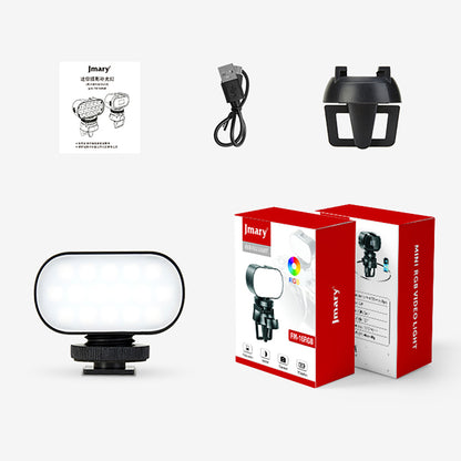 Jmary FM-16RGB Mandallı Dijital LED Göstergeli Telefon-Kamera Üstü RGB Lamba 750mAh Siyah