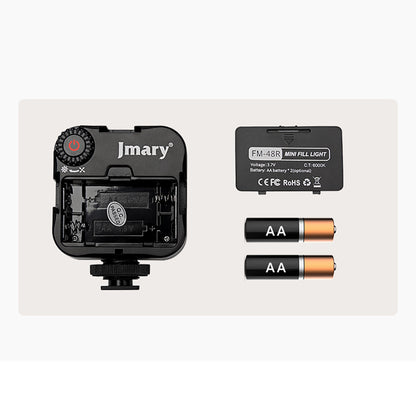 Jmary FM-48R Mini Fill Light Telefon-Kamera Üstü Pilli Aydınlatma Işığı Siyah