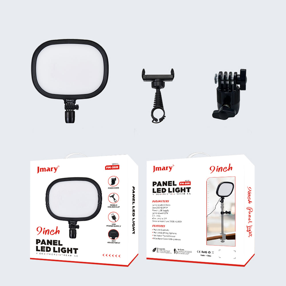 Jmary FM-58R Değiştirilebilir Ayaklı 9 inç LED Panel Aydınlatma Işığı Siyah