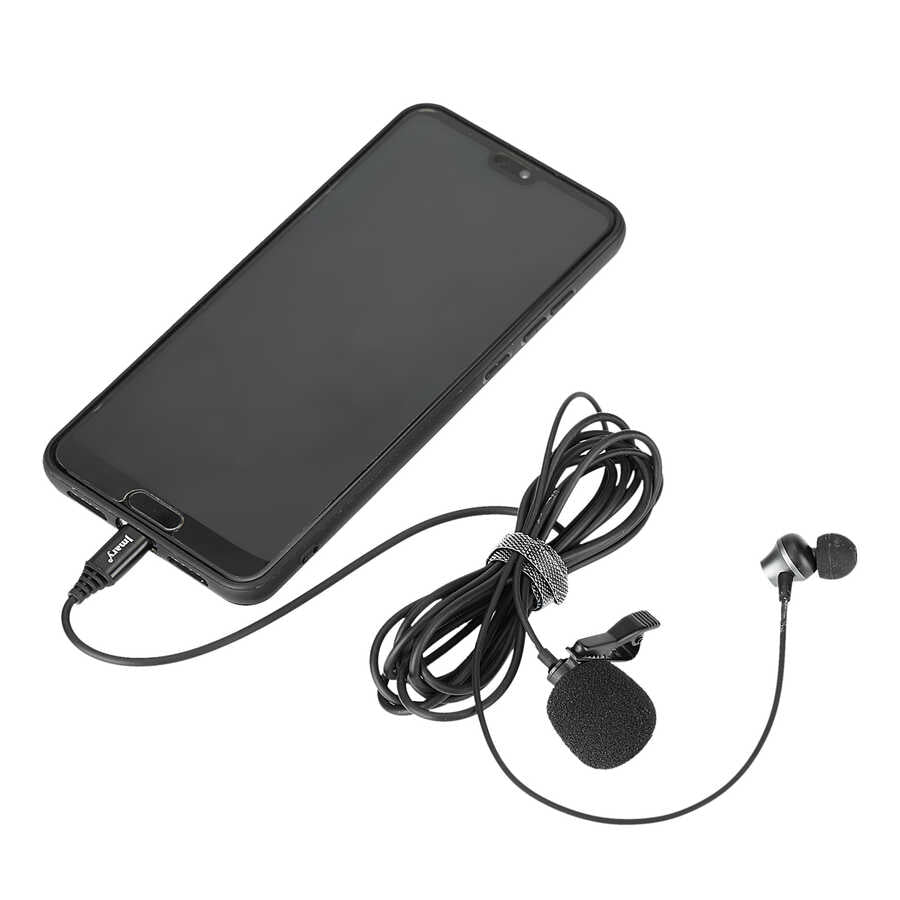 Jmary MC-R6 Type-C Canlı Yayın Yaka Mikrofon Siyah