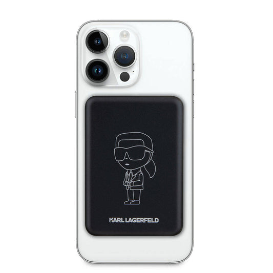 Karl Lagerfeld Led Işıklı Göstergeli M-safe Magnetik Orjinal Lisanslı Powerbank 3000 Mah Siyah
