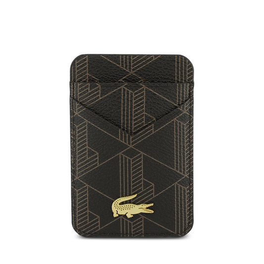 Lacoste Orjinal Lisanslı 2 Hazneli PVC Karışık Monogram Desenli Magnetik Kartlık