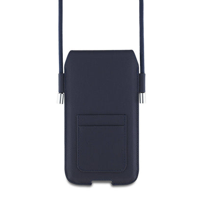 Lacoste Orjinal Lisanslı Çapraz Vücut Askılı PU Pike Desenli 6.7 inç'e Kadar Universal Kılıf Yeşil