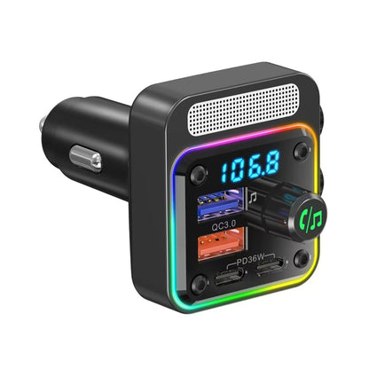 Lapas FMT-01 36W Hızlı Şarj Destekli Dijital Göstergeli Bluetooth FM Transmitter Siyah