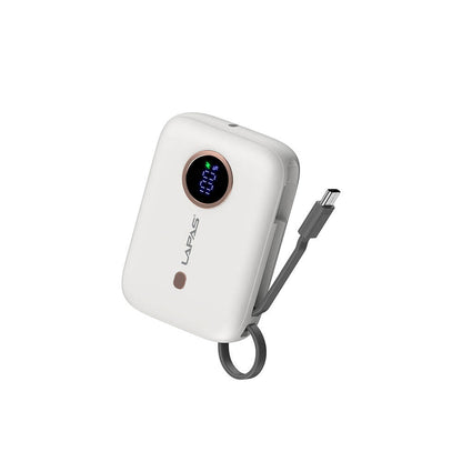Lapas LP-PW001 Dijital LED Göstergeli Type-C Kablolu Taşınabilir Powerbank 10.000mAh Beyaz