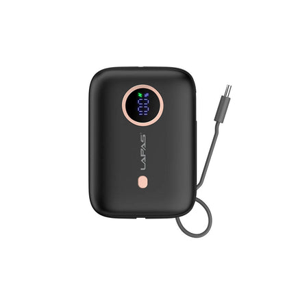 Lapas LP-PW001 Dijital LED Göstergeli Type-C Kablolu Taşınabilir Powerbank 10.000mAh Siyah