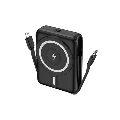 Lapas LP-PW002 Dijital LED Göstergeli Type-C & Lightning Kablosuz Taşınabilir Powerbank 10.000mAh Siyah