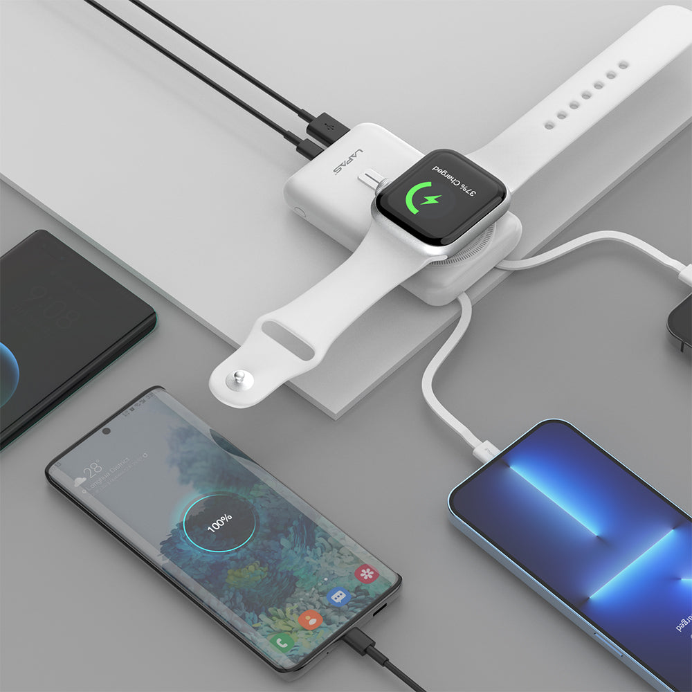 Lapas LP-PW004 Akıllı Saat Kablosuz Şarj Özellikli Wireless Powerbank 10000mAh 15W Beyaz