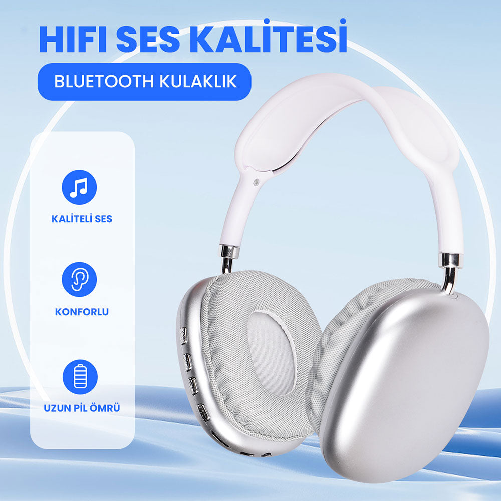 Lapas P10 Hi-Fi Ses Kalitesi Ayarlanabilir ve Katlanabilir Kulak Üstü Bluetooth Kulaklık Mavi