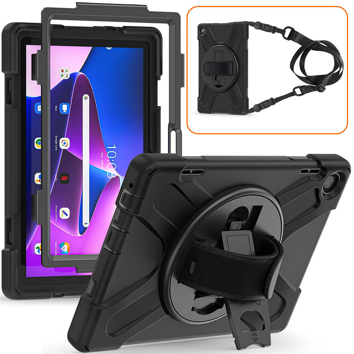 Lenovo Tab M10 TB-328F 3. Jenerasyon Zore Defender Tablet Silikon Siyah