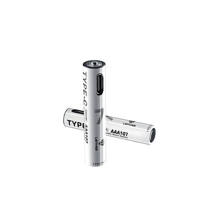 Lenyes AAA107 Type-C Şarj Portlu Şarj Edilebilir AAA Lityum-ion Pil 600mWh 1.5V 2 Adet Beyaz