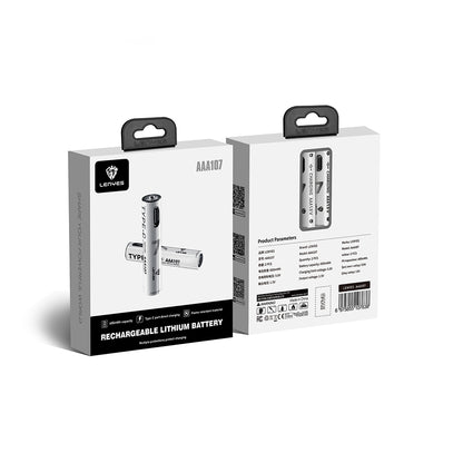 Lenyes AAA107 Type-C Şarj Portlu Şarj Edilebilir AAA Lityum-ion Pil 600mWh 1.5V 2 Adet Beyaz