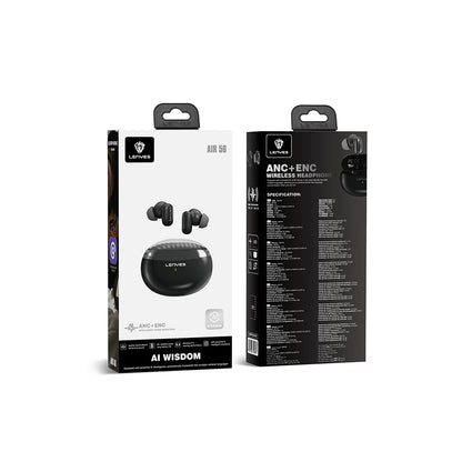 Lenyes Air 56 Ai Çeviri Özellikli ANC/ENC Teknolojili Kulak İçi Bluetooth Kulaklık v5.3 Siyah