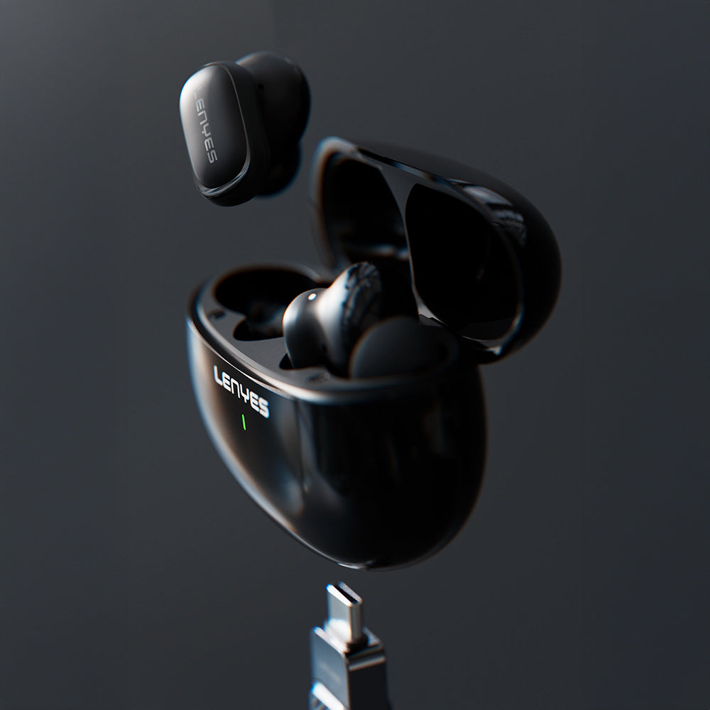 Lenyes Air 56 Ai Çeviri Özellikli ANC/ENC Teknolojili Kulak İçi Bluetooth Kulaklık v5.3 Siyah