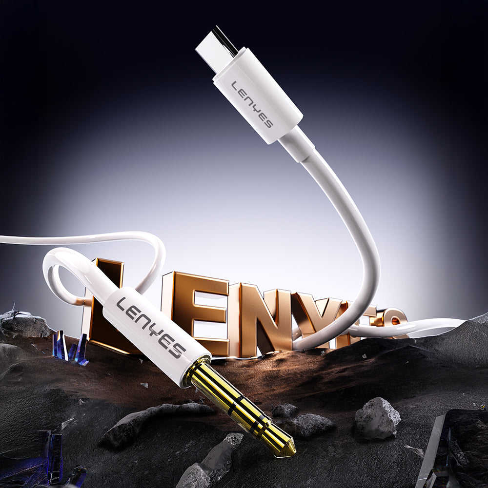 Lenyes AX102 Type-C to 3.5mm AUX Audio Kablo 1M Beyaz
