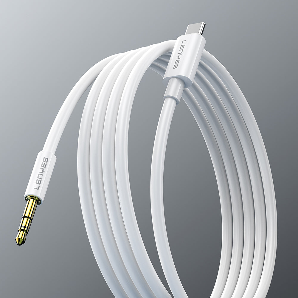 Lenyes AX102 Type-C to 3.5mm AUX Audio Kablo 1M Beyaz