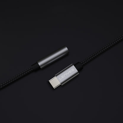 Lenyes AX105 Type-C to 3.5mm Aux Çevirici Örgülü Ses Adaptörü Gümüş