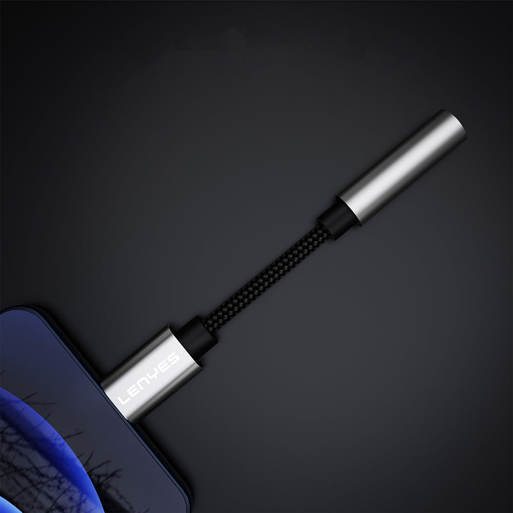 Lenyes AX105 Type-C to 3.5mm Aux Çevirici Örgülü Ses Adaptörü Gümüş