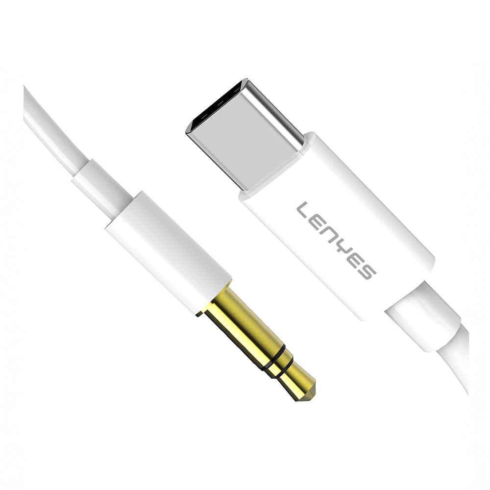 Lenyes AX106 Type-C to 3.5mm AUX Audio Kablo 1M Beyaz