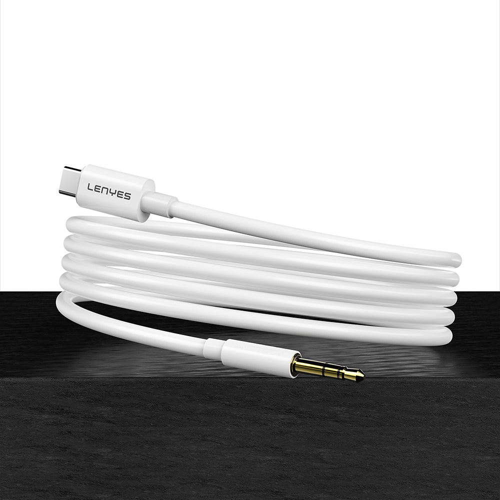 Lenyes AX106 Type-C to 3.5mm AUX Audio Kablo 1M Beyaz