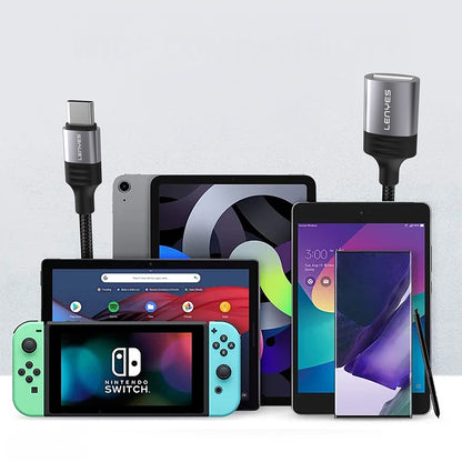 Lenyes AX122 USB to Type-C Dönüştürücü OTG Kablo Siyah