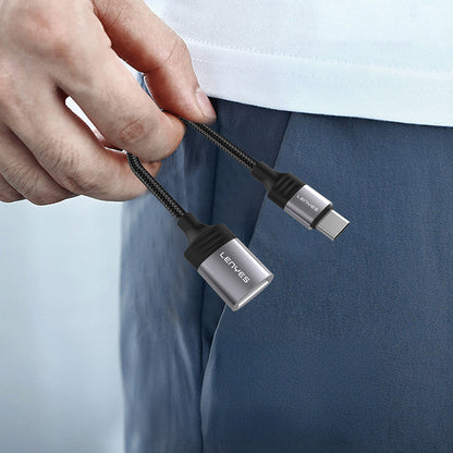 Lenyes AX122 USB to Type-C Dönüştürücü OTG Kablo Siyah