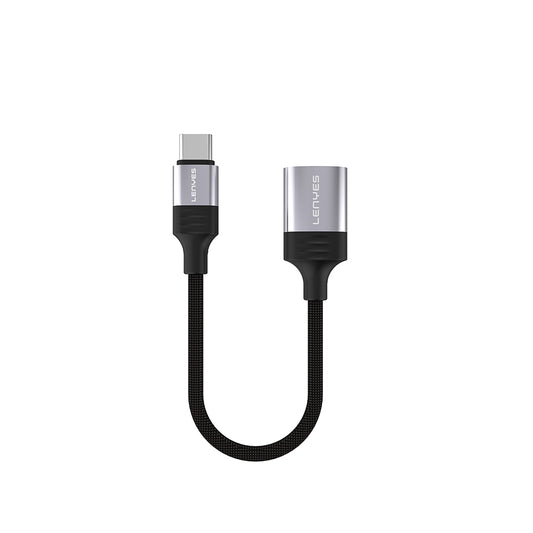 Lenyes AX122 USB to Type-C Dönüştürücü OTG Kablo Siyah