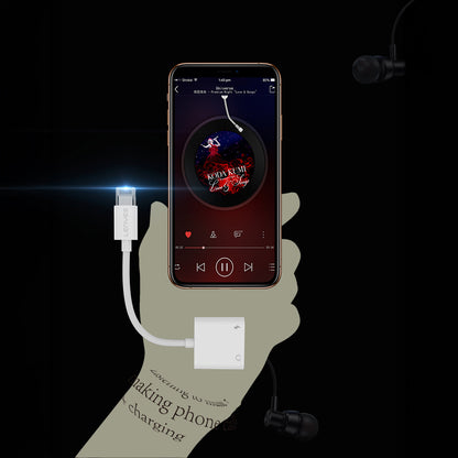 Lenyes AX92 Lightning to Lightning 2in1 Şarj ve Kulaklık Dönüştürücü Adaptör Beyaz